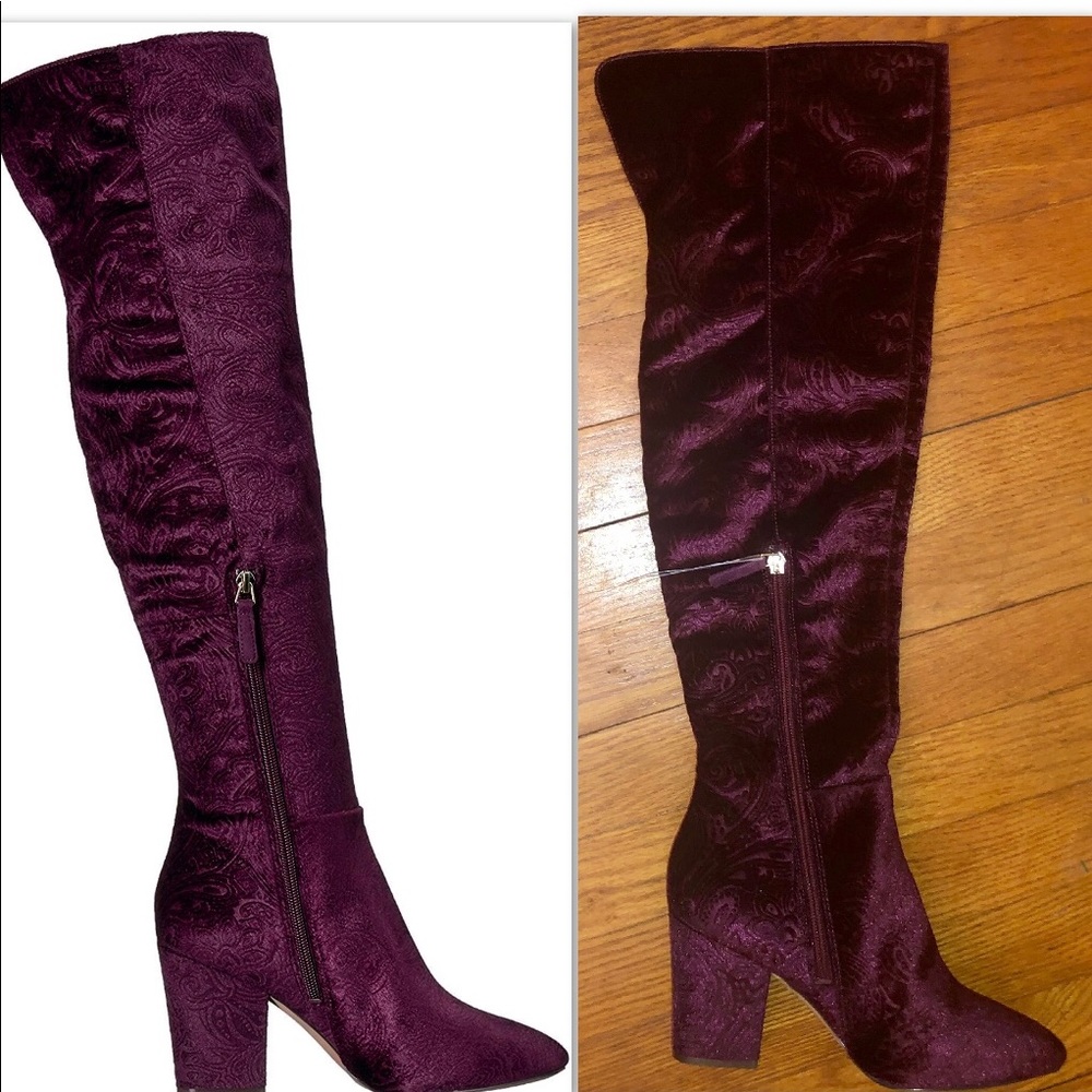 NINE WEST SIVENTA PURPLE JACQUARD PATTERN OTK BOOT - Picture 6 of 9